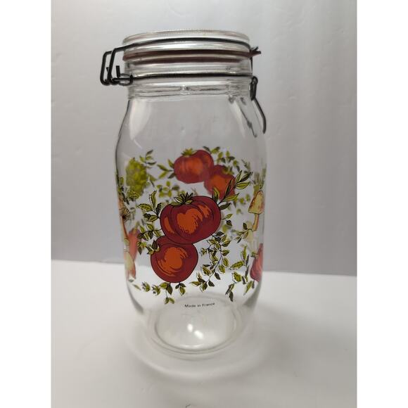 Vintage 70s Glass Storage Jar Made in FRANCE MUSHROOM Cottage Core 2 Litre ECU - Picture 6 of 7